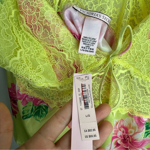 Victoria's Secret Floral Print Lace Silky Camisole Tank Top Lingerie Size Large - Picture 9 of 9